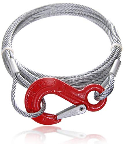 Drahtseile24 Stahlseil mit Haken und Öse – Anschlagseil mit Haken & Schlaufe, Forstseil | 5mm – 14mm | 2m – 100m | Ø6mm / 400kg Nutzlast | 5m