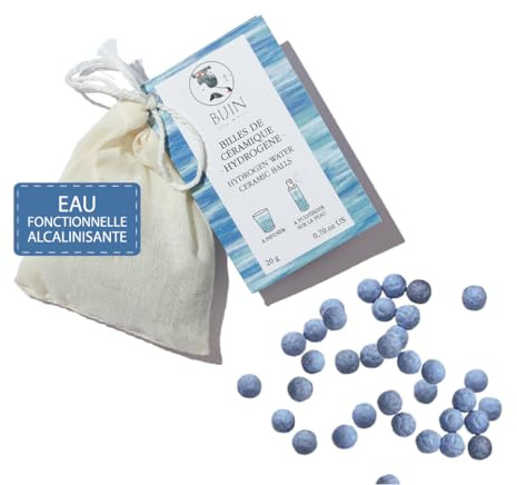 Eau fonctionnelle alcaline hydrogénée - Perles de céramiques filtrantes pour eau du robinet Filtre alcalinise hydrate - pH 9,62 - Riche en électrolytes - Billes en argile pour carafe bouteille gourde