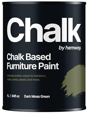 Chalk Based Furniture Paint, Dark Moss Green 1L, Matt Finish Shabby Chic, Chalk Paint Furniture & Walls, Quick Dry & 1 Coat, Hemway