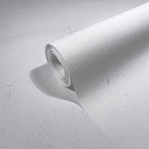marburg Papier peint Blanc imitation béton Papier peint béton uni pour salon chambre Made in Germany 10,05 x 0,53m
