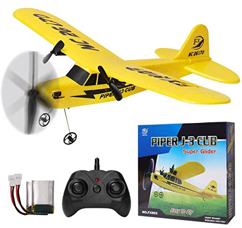 yusvwkj RC Flugzeug Easy to Fly FX-803 Plus EPP RC Flugzeug mit USB-Aufladung, 2,4 GHz Fernsteuerungs-Gleiter, geeignet für Anfänger, Kinder und Erwachsene, Gelb