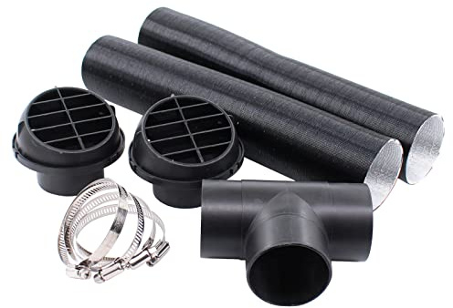Doo Engy 60mm Auto Heizung Rohr Kanal T Stück Heizungskanal Warmluftauslass Entlüftungsschlauch Set Abgasrohr Abgasschlauch mit Ausströmer Clips für Auto Diesel Standheizung