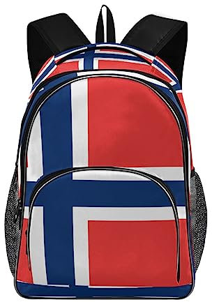 RPLIFE Mochila de viaje, mochila ligera con la bandera nacional de Noruega, mochila escolar para estudiantes universitarios, adolescentes, niñas y niños, Bandera nacional de Noruega, Talla única