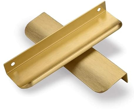 SYZOW 10 Stück 160mm Gold Möbelgriffe Schrankgriffe Aluminium,Modernes Küchengriffe Geschwungener Türgriff Verdeckter Schubladengriff Griffe für Kleiderschrank