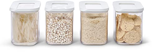 Mepal - Set di 4 pezzi - Contenitori Plastica per Alimenti con Coperchio - Organizzatori da Cucina - Trasparente, Impilabili & Ermetici - 4 x 1000 ml - White
