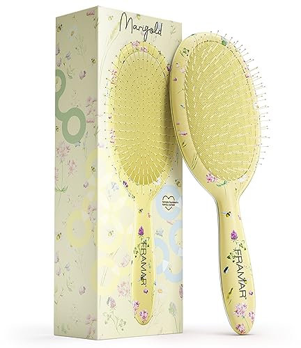 FRAMAR Wet Hair Brush Women – Detangle Hair Brush, Hairbrushes For Women, Hairbrush, Hair Brushes, Effortlessly Detangles and Saves Time – Yellow Flowers