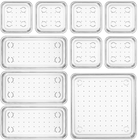 Famhap Schubladen Organizer, 10 Stücke Schubladen Ordnungssystem mit 3 Größen Aufbewahrungsbox, Aufbewahrungsbox für Zuhause, Büro & Home