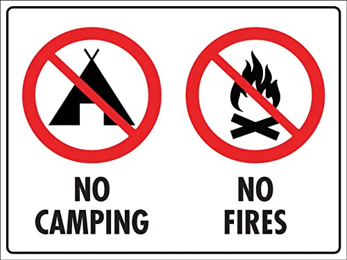 Kein Camping, Keine Feuer Warnschild Blechschild Metallschild Wandposter Für Innen Draußen 20X30cm