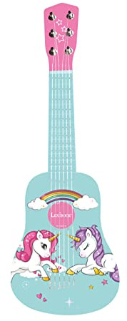 Lexibook, My First Unicorn Wooden Guitar, 6 Strings, 53 cm, Guide Included, Pink/Blue, K205UNI