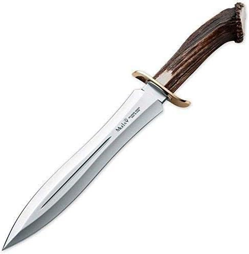 LO TRINCO YO Muela Cuchillo BW-24S hoja de acero MoVa de 24 cm y empuñadura de roseta de ciervo para Caza, Pesca, Supervivencia y Bushcraft