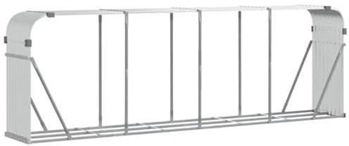 vidaXL Kaminholzunterstand Silbern 300x45x100 cm Verzinkter Stahl