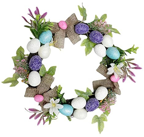 Türkranz Künstlich Ostern Osterdeko Haustür Osterkranz Mit Blumen Und Eiern Blumen Kränze Girlande Wandkranz Dekorativer Frühlingskranz Sommerkranz Für Draußen Drinnen Deko Kranz