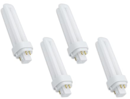 lumenivo CF18DD/E/827 18W CFL Bulb Replacement T4 Double Tube Compact Fluorescent Light with G24Q-2 Base - Warm White - 4 Pack