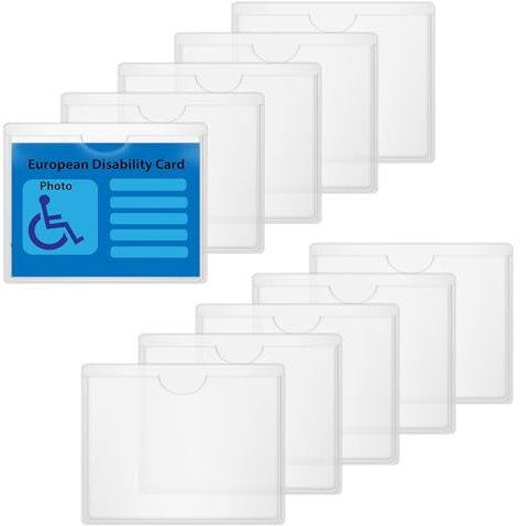 10 Stück Transparente Selbstklebende Kartenhalter, Kartenhalter für Behinderte Windschutzscheibe Selbstklebend Klar Wasserfest Visitenkartentaschen Parkausweis Hülle Ausweishülle Ausweishalter 9x7,5cm