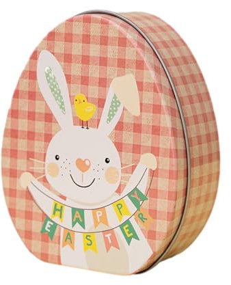 DOTBUY-SHOP Pasqua Contenitore, Ellittica Biscotti Scatola Latta, Coniglietto Scatola Metallo con Copertura Scatola Vintage per Conservare tè, Biscotti, Regali (Rosa,2 Pezzi)