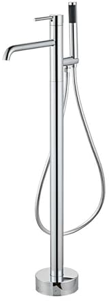 BiaoTeng Grifo de Pie Para Bañera Exenta Monomando Salida Agua de 2 Funciones Latón Grifo Para Bañera Exenta Grifo Bañera Suelo Cromo
