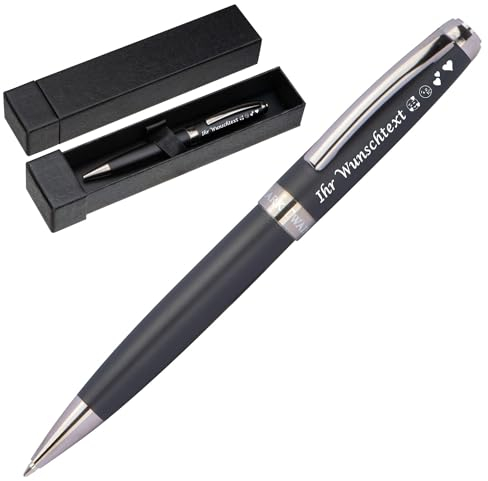 Juwelier Schönschmied EXKLUSIVER MARK TWAIN KUGELSCHREIBER MIT GRAVUT | mit Geschenkbox | hochwertiges Metall | Gravierter Kugelschreiber mit Name