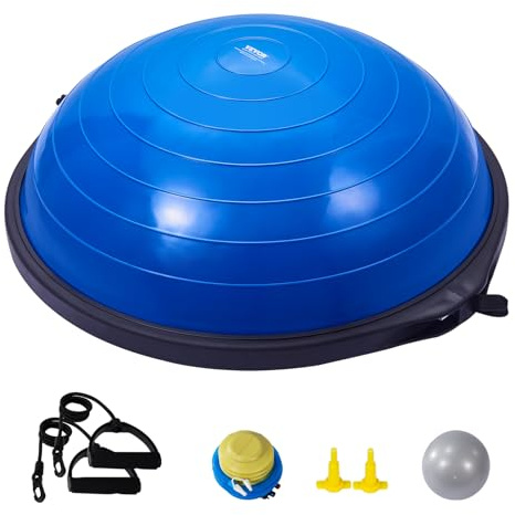 VEVOR Mezzo Allenatore Palla per Esercizi, Equilibrio, Stabilità Palla Yoga Fitness con Fasce di Resistenza e Pompa a Pedale, Allenamento Corpo di Palestra Casa, Capacità Portante 680 kg, 64 cm Blu