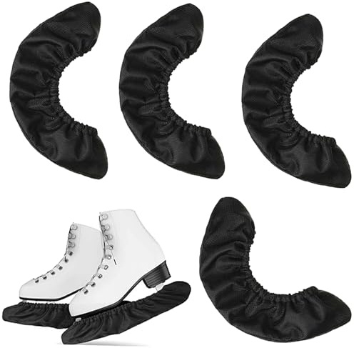 UieaMsio 4 Stück Schlittschuhkufenschutz, Schwarzer Schlittschuhkufenschutz, Schlittschuhkufenschutz Zubehör, Elastischer Schlittschuhkufenschutz für Männer, Frauen, Jungen, Mädchen-A (L)