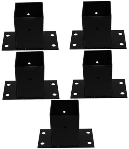 jojofuny 5pièces Supports De Poteau Pour Clôture Base Renforcée Pour De Pergola Kit De Stabilisation Noir Pour Jardin Et Terrasse