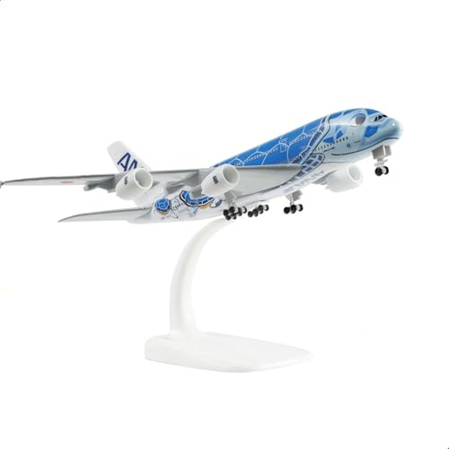 QIYUMOKE 1/300 ANA A380 Blue Turtle Metall Flugzeugmodell mit Ständer