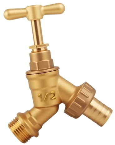 1/2 BSP Brass Garden Tap, 1/2 inch Outside Taps Hose Union Bib Tap Enduring Cold or Hot Outdoor Taps Bib for Garden Use Watering Irrigation Hose End Irrigation Car Wash