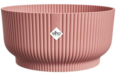 elho Vibes Fold Bowl 25 - Plant Pot Indoor - 100% Recycled Plastic - Ø 24.9 x H 12.1 cm - Pink/Delicate Pink