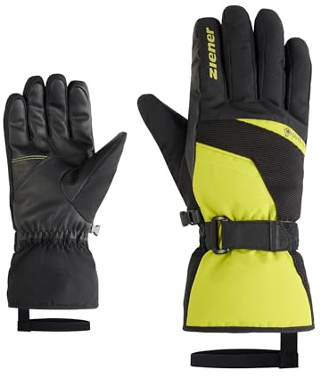 Ziener GALERIUS-Z Gants de Ski/Sports d'hiver pour Homme - Gore-Tex - Manchettes Longues - sans PFC - Noirs - Herbe électrique - 9,5