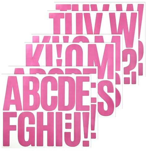 BINLINHONGO 70 Large Alphabet Stickers, 6 Sheets 3 Inches Self-Adhesive Vinyl Letter Sticker Decals for Mailbox, Doors, Trucks, Classroom Decor, Suitable for Indoor and Outdoor - Pink
