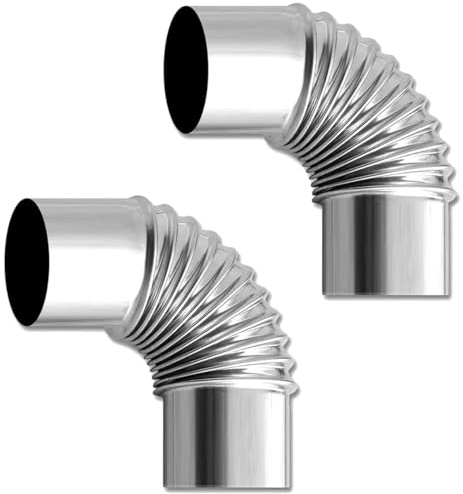 2 Pezzi, Tubo Per Stufa A Gomito Da 90°, Tubo Di Scarico Resistente Al Calore for Cucine E Caminetti, Tubi for Camino A Gomito in Acciaio Inossidabile, Lunga Durata(100mm)