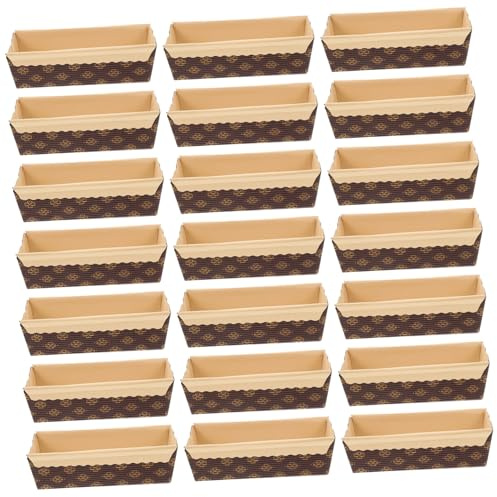 SAFIGLE 25 pezzi Stampi Rettangolari per Pane in Carta Ondulata Resistente al Calore Usa e Getta Antigrasso per Pane Torte e Dolci per Feste e Occasioni Speciali