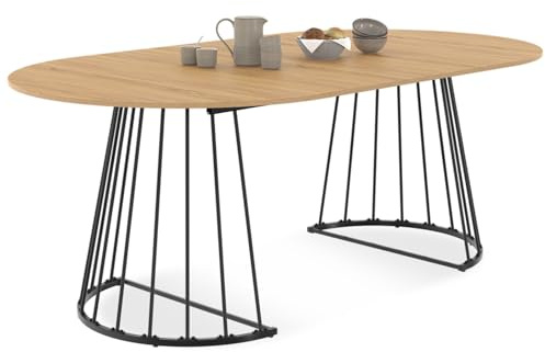 IDMarket - Table à Manger Extensible Ronde Yuna 110-200 cm Pied Filaire