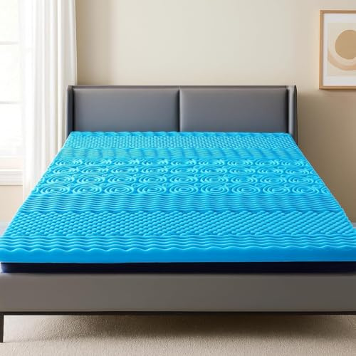 6cm Deep Memory Foam Mattress Topper – Egg Crate Orthopedic Design with 7 Zones for Pressure Relief and Back Pain Support | Oeko-Tex Certified (Double)