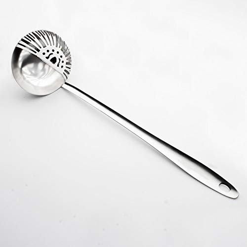 Louche à soupe 2 en 1 en acier inoxydable pour casserole chaude, écumoire, passoire à long manche, cuillère multifonction, outils de cuisine