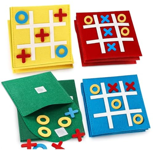 KHDULQ Tic Tac Toe Spiel 12 Stück Filz Tic Tac Mini 4 Farben Kindergeschenk Nützliche Mitgebsel Kindergeburtstag Gastgeschenke Party für Geburtstag,Kindertag,Zuhauser,Schule,Party
