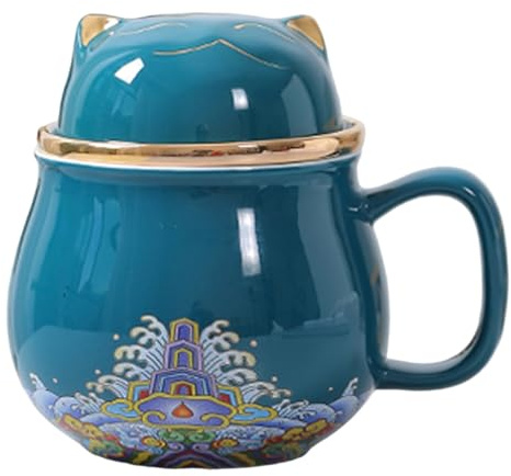Loose Leaf Tea Mug with Infuser and Lid 320ml Ceramic Cat Mug Cute Cat Cups for Tea Bag, Coffee, Milk, Travel Office Home Loose Leaf Infuser