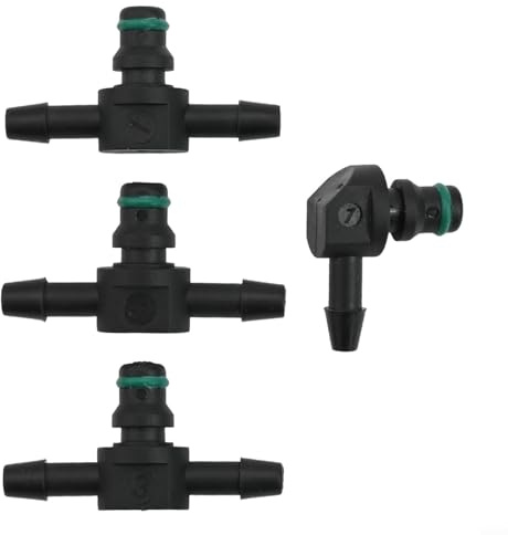 Jotekonoby Set di 4 connettori di ritorno iniettori per tubi idraulici e pneumatici Common Rail, in plastica a L e T