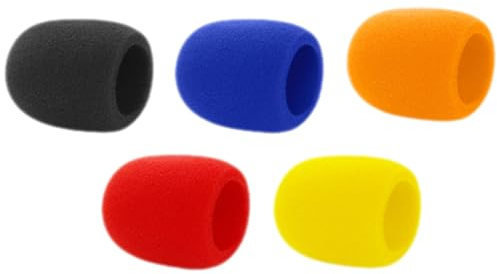 iplusmile 5 Stück Mikrofon Windschutz Schwammabdeckungen Klein Bunte Schaumstoffhüllen für Bühnenhandmikrofone Winddicht und Speichelabweisend Vielseitig Einsetzbar