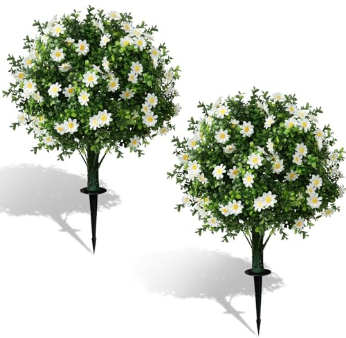 MixcMax konstgjorda blommor, falsk blomma buxbom-boll med insats, konstgjorda figurer, (tusensköna)