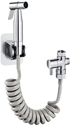 FENOKD Bidet Sprayer kit for Toilet Handheld Bidet Sprayer for Toilet-Adjustable Water Pressure Control 2M Telescopic Hose Water Diverter with Stand for Balcony,Brushed,Brushed