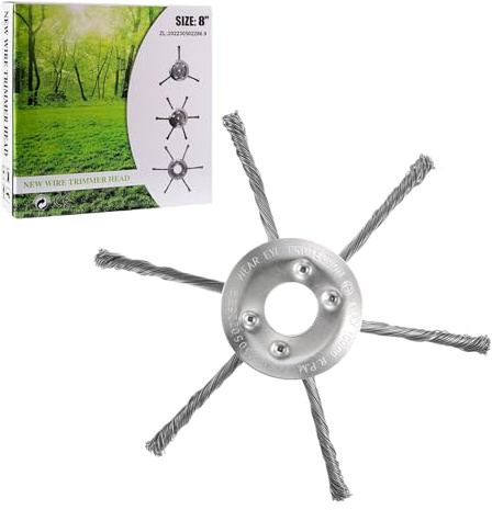 CICISTORY Unkrautbürste für Freischneider, 25,4 mm Wildkrautbürste, Drahtbürste für Freischneider-Unkrautbürste, Ersatztrimmaufsatz für Rasenmäher, sehr robust, leichte Montage, Easy Trimmer (8 Zoll)