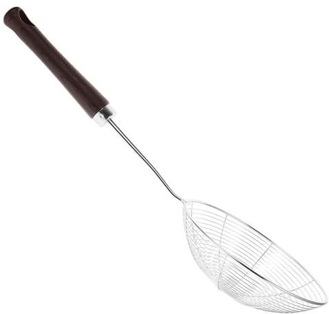 Gatuida Colino in Acciaio Inossidabile 304 con Manico in Legno, Schiumarola da Cucina a Rete per Friggere e Scolare, Utensile Multiuso per Cucina, Filtraggio Cibi e Stufati, Accessorio