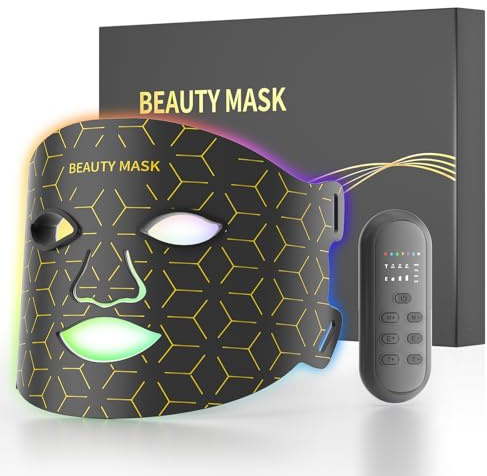 Masque LED Visage Luminothérapie 7 Couleurs, Lumière Rouge 630nm, Bleue 460nm & Infrarouge 850nm, Soin Beauté Maison Anti-Âge, Éclat du Teint, Peau Ferme, Cadeau Femme