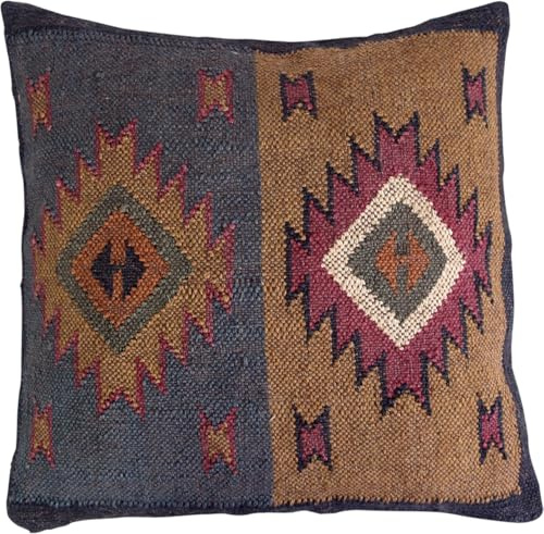 GURU SHOP Kelim Kissenhülle - 55x55 cm Modell 5, Leinen