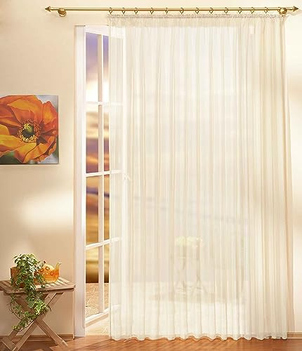 Gardinen Store Voile mit Kräuselband, 250x300, Creme, 610001