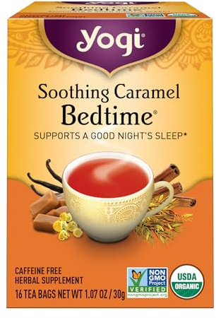 Yogi Teane à base de plantes, caféine, caramel apaisant, 16 pièces