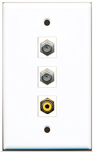 Riteav – 1 Port RCA giallo 2 cavo coassiale tv- F-Type parete piastra