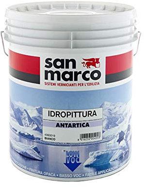 San Marco ANTARTICA Idropittura lavabile per interni opaca rapida essiccazione, colore: Bianco, size: 14 lt