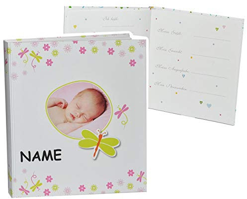 alles-meine.de GmbH Fotoalbum Baby erste Fotos - Blumen mit Foto - incl. Namen - Gebunden zum Einkleben blanko - groß für bis zu 312 Bilder - Fotobuch/Photoalbum/Babyalbum / ..