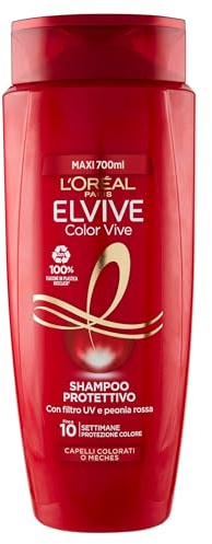 L'Oréal Paris Elvive Color-Vive Shampoo Protettivo per Capelli Colorati o con Mèches con Filtri Raggi UVA/UVB Esalta Luminosità Colore - 3 Flaconi da 700ml